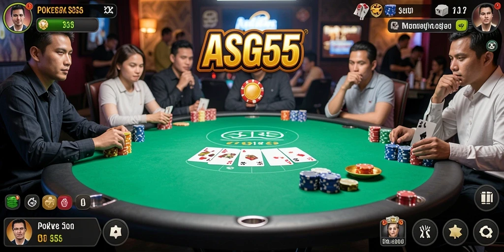 Tampilan menarik dari gameplay poker ASG55 yang mendebarkan.