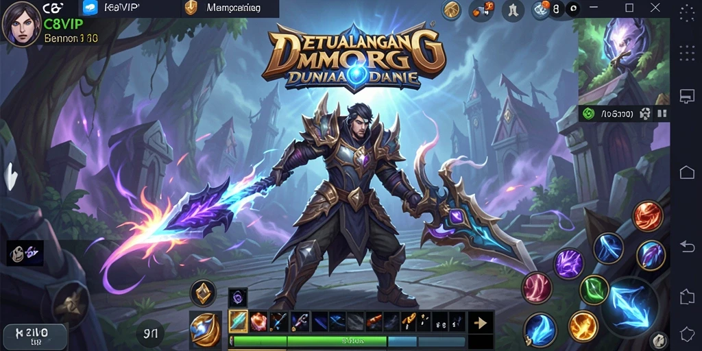 Screenshot C8VIP menampilkan karakter beraksi dalam pertempuran MMORPG yang seru.