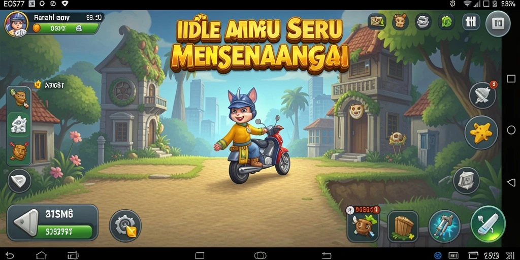 Tampilan gameplay EOS77 yang menampilkan aktivitas pengelolaan sumber daya.