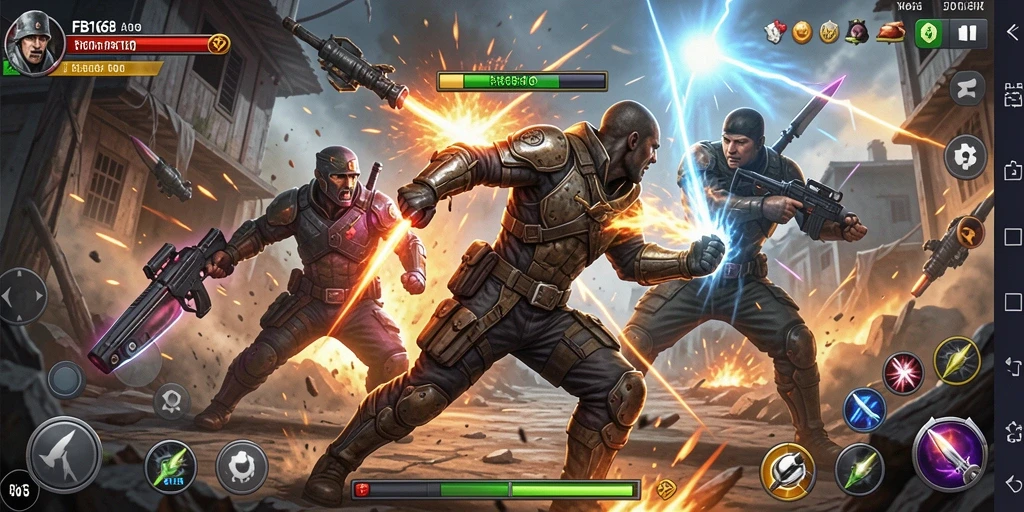Tampilan gameplay FB168 yang penuh aksi dan pertarungan seru.