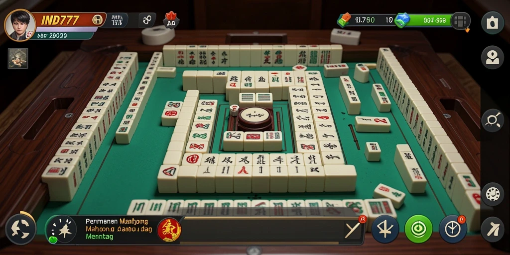 Tampilan gameplay IND777 dengan ubin Mahjong yang berwarna-warni.