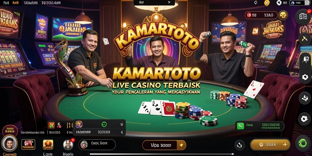 Tangkapan layar gameplay KAMARTOTO dengan dealer langsung dan interaksi pemain.