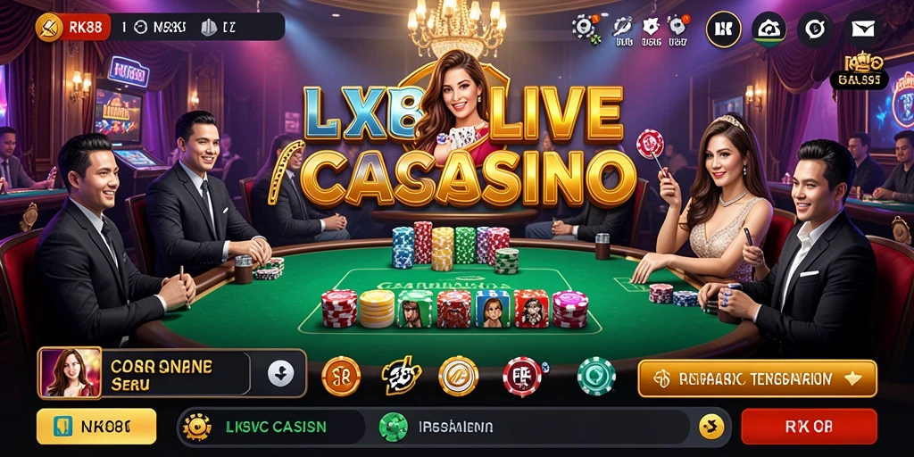 Tampilan gameplay Live Casino yang memukau di RK88 dengan dealer langsung.
